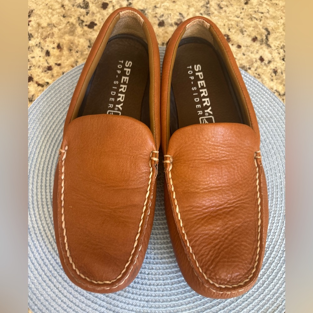 Sperry Men’s Top Sider. Leather Driving Slip On Loafers Caramel Light Brown 11 - Picture 5 of 10